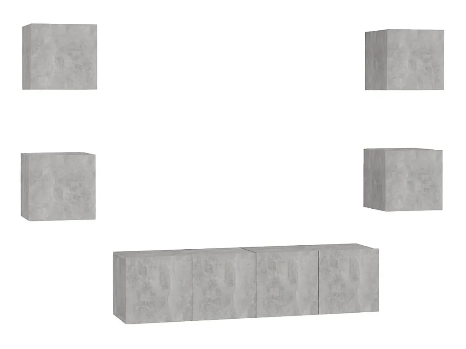 Móvel De Tv* 6 pcs conjunto de móveis de TV contraplacado cimento PT569045 Cinzento