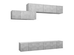 Móvel De Tv| 7 pcs conjunto de móveis de TV derivados madeira cinza cimento PT742068 Cinzento