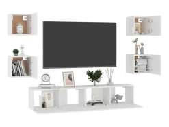 Discount 6 pcs conjunto de móveis de TV derivados de madeira PT445094 Branco