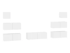 7 pcs conjunto de móveis de TV derivados de madeira PT782078 Branco