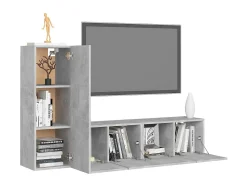 New 3 pcs conjunto de móveis de TV contraplacado cimento PT887901 Cinzento