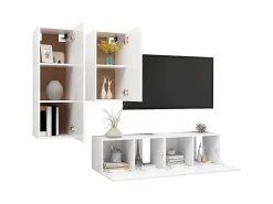 Móvel De Tv* 4 pcs conjunto de móveis de TV derivados de madeira PT905244 Branco