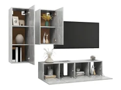 4 pcs conjunto de móveis de TV derivados madeira cinza cimento PT892341^ Móvel De Tv