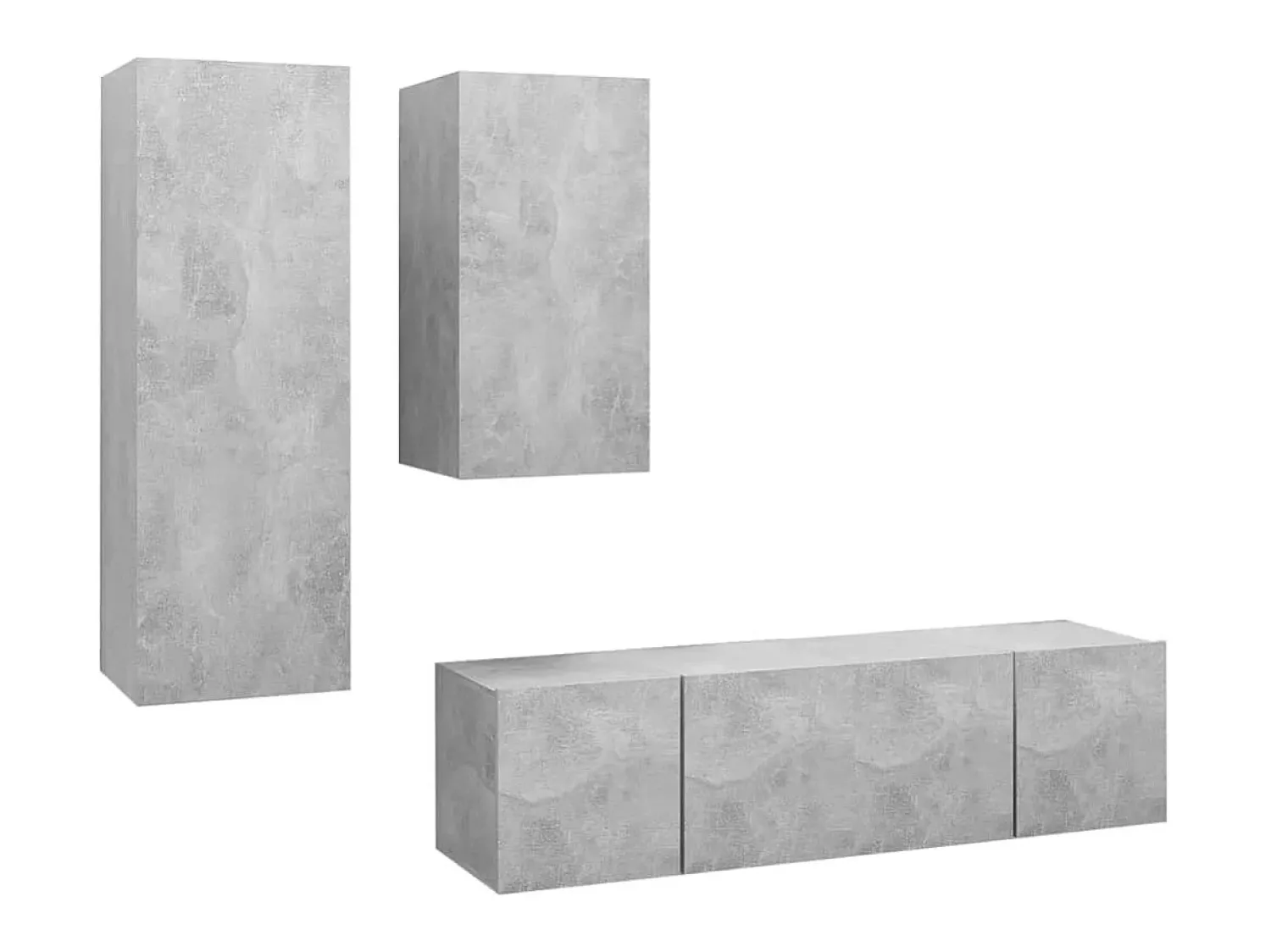 4 pcs conjunto de móveis de TV derivados madeira cinza cimento PT892341^ Móvel De Tv