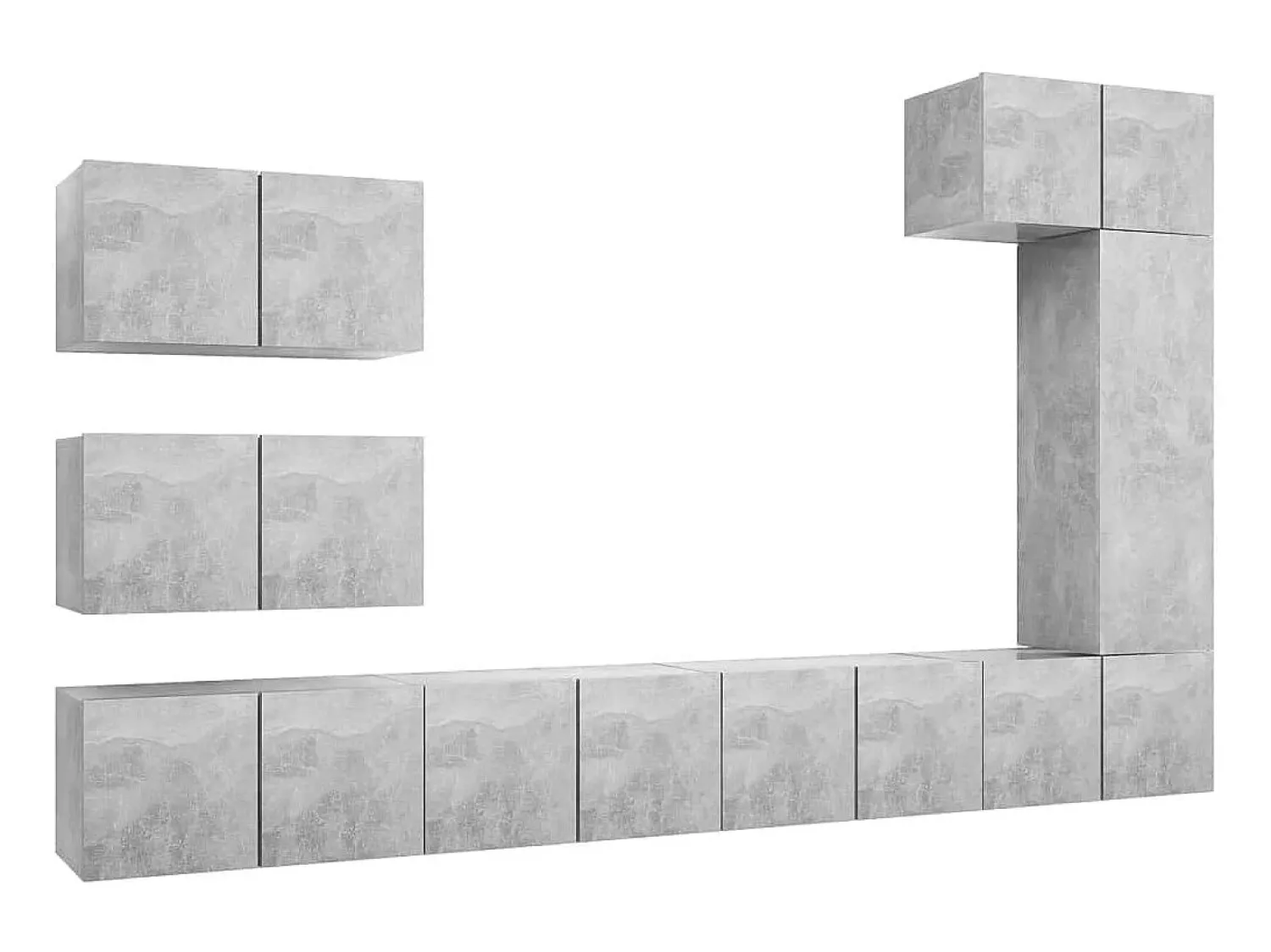 Móvel De Tv| 8 pcs conjunto de móveis de TV derivados madeira cinza cimento PT114633 Cinzento