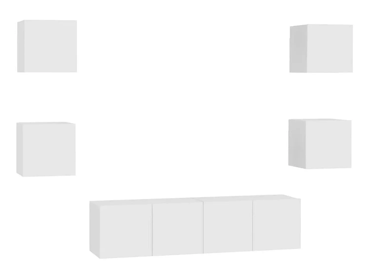 Móvel De Tv* 6 pcs conjunto de móveis de TV derivados de madeira PT511744 Branco