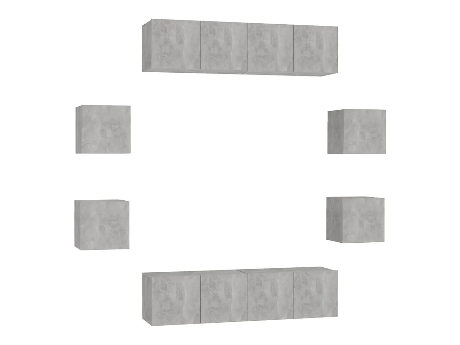 vidaxl 8 pcs conjunto de móveis de TV contraplacado cimento Cinzento
