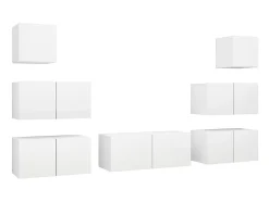 Discount 7 pcs conjunto de móveis de TV derivados de madeira PT122781 Branco
