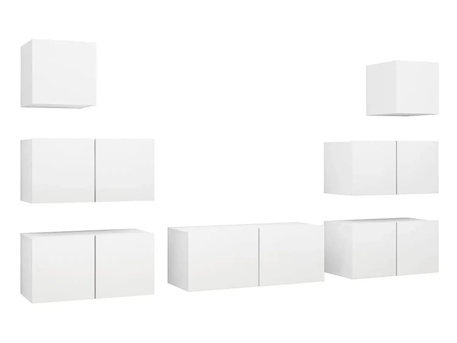 Discount 7 pcs conjunto de móveis de TV derivados de madeira PT122781 Branco