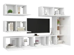 Hot 6 pcs conjunto de móveis de TV derivados de madeira PT899392 Branco