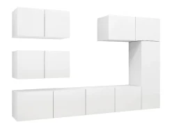 Hot 6 pcs conjunto de móveis de TV derivados de madeira PT899392 Branco