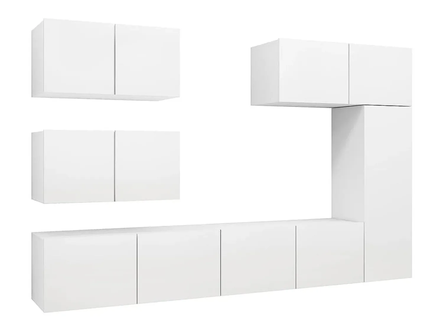 Hot 6 pcs conjunto de móveis de TV derivados de madeira PT899392 Branco