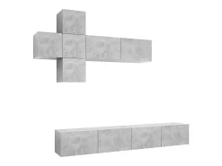 Móvel De Tv* 7 pcs conjunto de móveis de TV contraplacado cimento PT588618 Cinzento