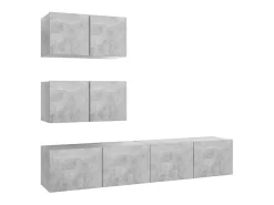 4 pcs conjunto de móveis de TV derivados madeira cinza cimento PT799057^ Móvel De Tv