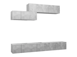 Móvel De Tv| 6 pcs conjunto de móveis de TV derivados madeira cinza cimento PT602155 Cinzento