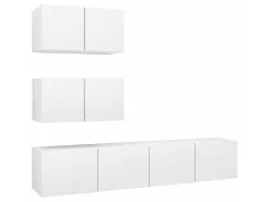 Móvel De Tv* 4 pcs conjunto de móveis de TV derivados de madeira PT887962 Branco