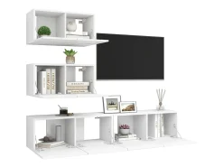 Móvel De Tv* 4 pcs conjunto de móveis de TV derivados de madeira PT887962 Branco