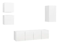 Discount 5 pcs conjunto de móveis de TV derivados de madeira PT998271 Branco