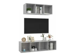 Móvel De Tv* 2 pcs conjunto de móveis de TV contraplacado cimento PT563038 Cinzento
