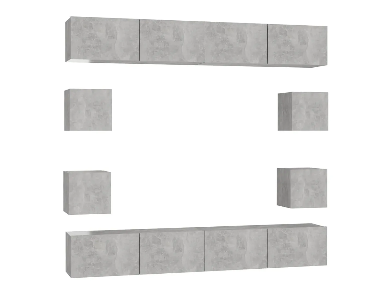 Hot 8 pcs conjunto de móveis de TV contraplacado cimento PT374855 Cinzento