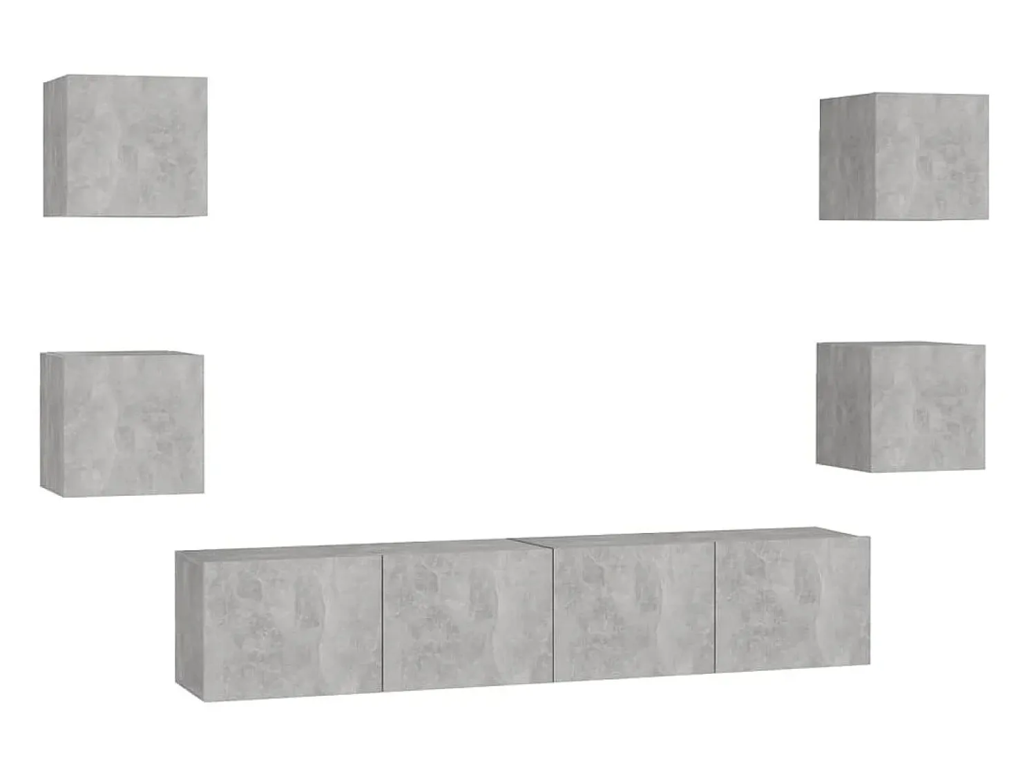 Online 6 pcs conjunto de móveis de TV contraplacado cimento PT967178 Cinzento