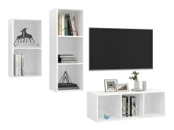 3 pcs conjunto de móveis de TV contraplacado PT442924^ Móvel De Tv