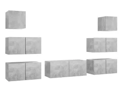 Outlet 7 pcs conjunto de móveis de TV derivados madeira cinza cimento PT630235 Cinzento