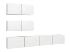 Hot 4 pcs conjunto de móveis de TV derivados de madeira PT879041 Branco