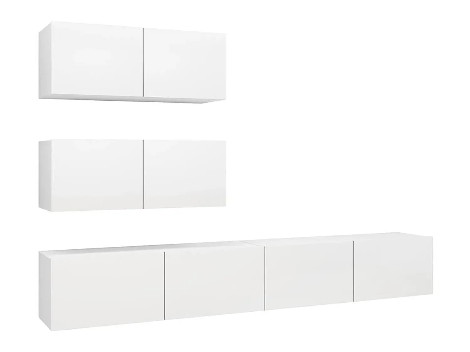 Hot 4 pcs conjunto de móveis de TV derivados de madeira PT879041 Branco