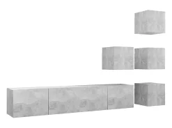 Móvel De Tv* 6 pcs conjunto de móveis de TV contraplacado cimento PT904658 Cinzento