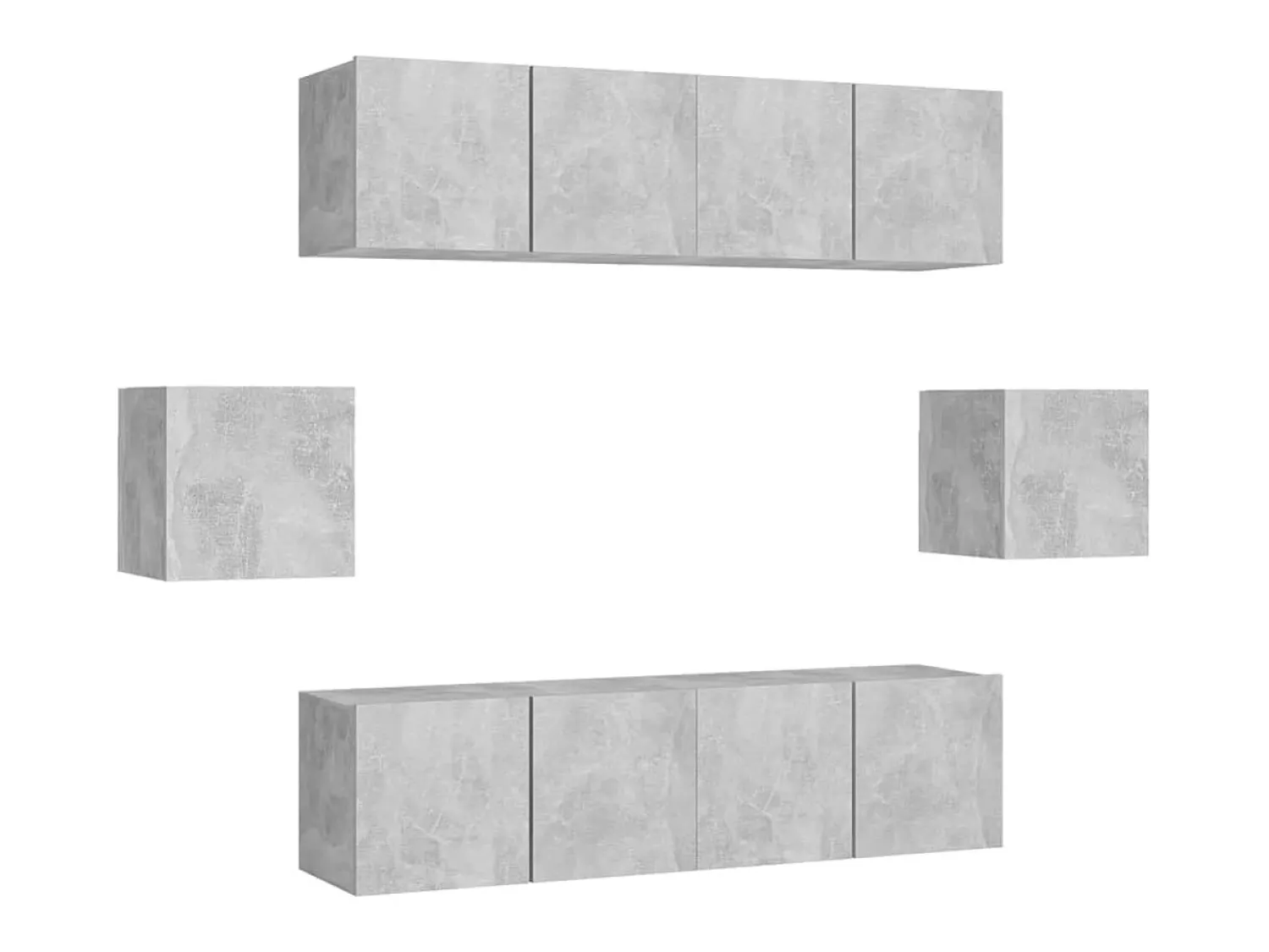 6 pcs conjunto de móveis de TV derivados madeira cinza cimento PT259381^ Móvel De Tv