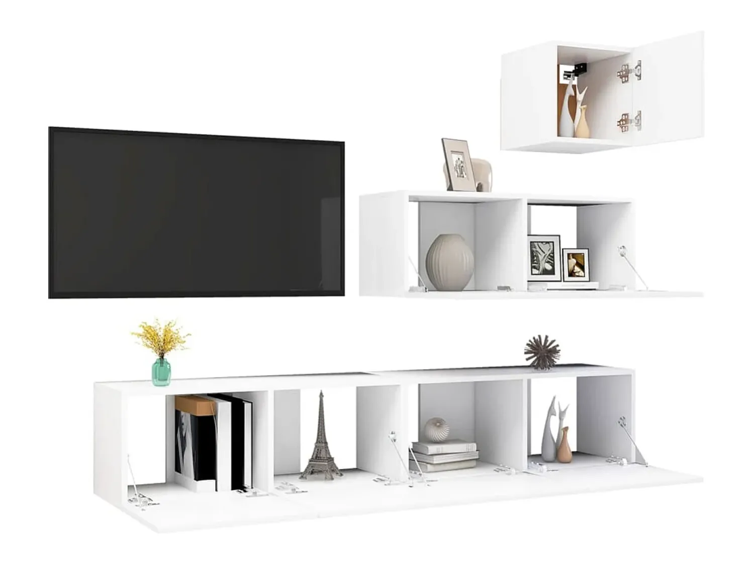 Móvel De Tv* 4 pcs conjunto de móveis de TV derivados de madeira PT711316 Branco