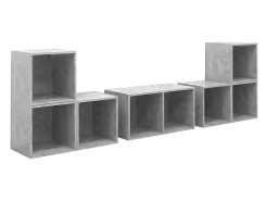 6 pcs conjunto de móveis de TV derivados madeira cinza cimento PT408279^ Móvel De Tv