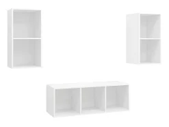 3 pcs conjunto de móveis de TV contraplacado PT121167 Branco