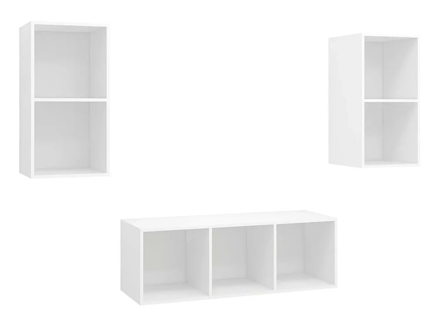 3 pcs conjunto de móveis de TV contraplacado PT121167 Branco