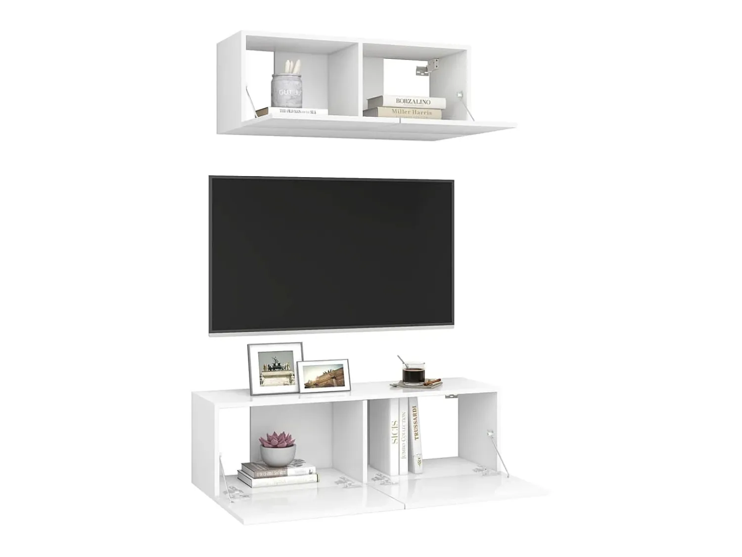 Móvel De Tv* 2 pcs conjunto de móveis de TV derivados de madeira PT181393 Branco