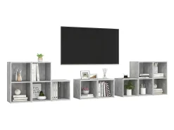 Discount 8 pcs conjunto de móveis de TV derivados madeira cinza cimento PT966541 Cinzento