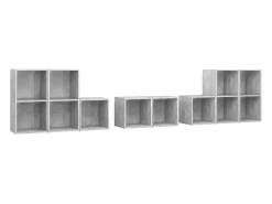 Discount 8 pcs conjunto de móveis de TV derivados madeira cinza cimento PT966541 Cinzento
