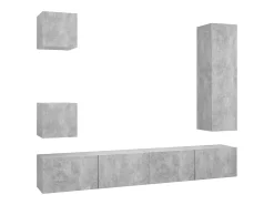 Móvel De Tv* 5 pcs conjunto de móveis de TV derivados madeira cinza cimento PT857196 Cinzento
