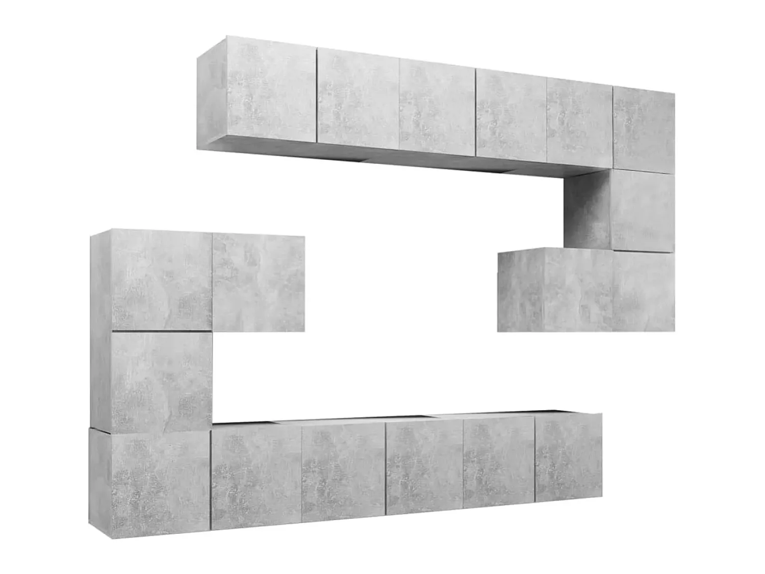 Móvel De Tv* 10 pcs conjunto de móveis de TV derivados madeira cinza cimento PT722647 Cinzento