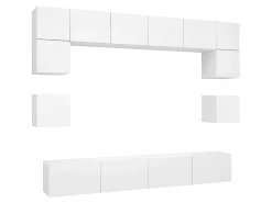 New 8 pcs conjunto de móveis de TV derivados de madeira PT587491 Branco