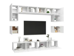 New 8 pcs conjunto de móveis de TV derivados de madeira PT587491 Branco