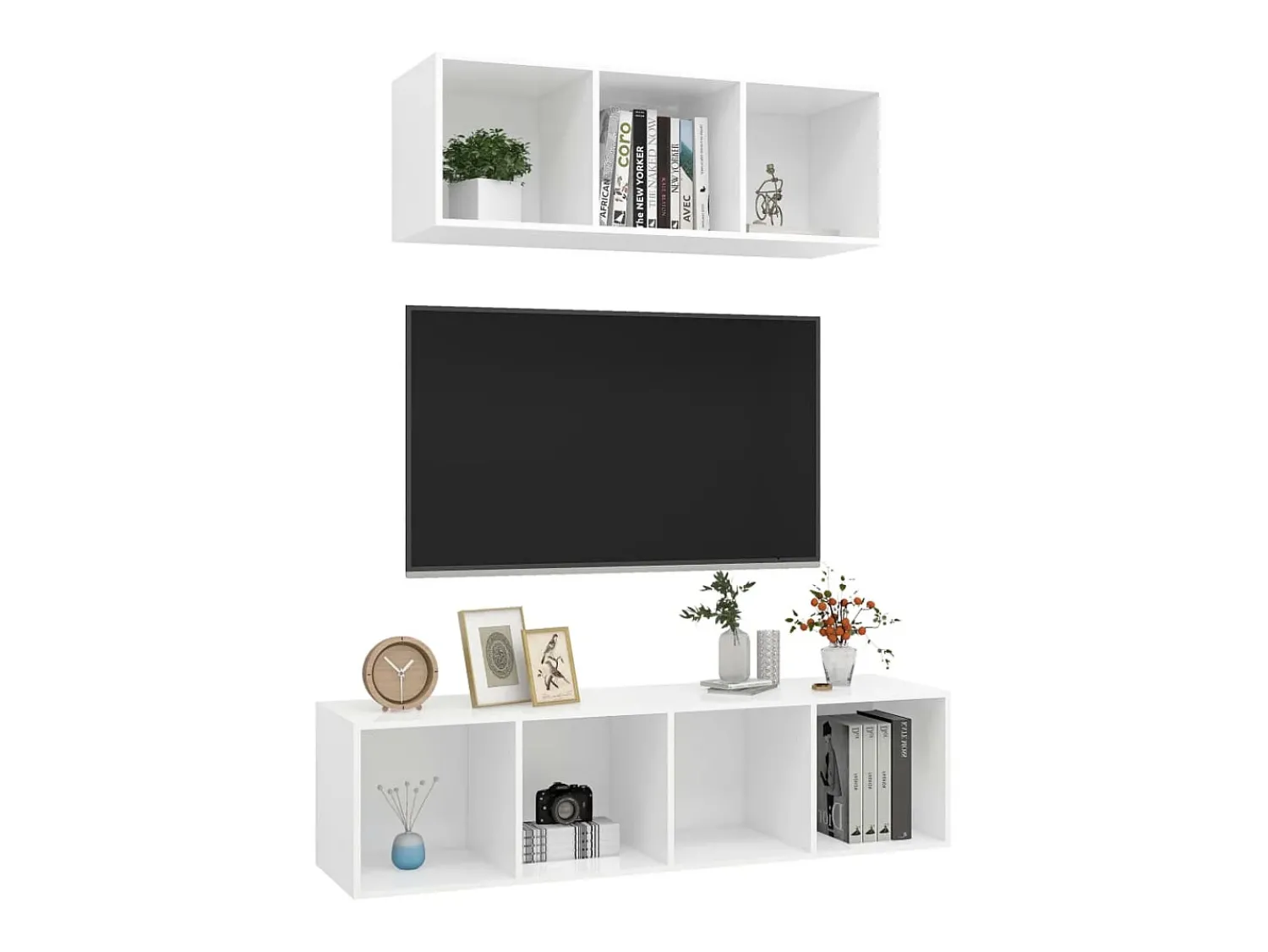 Outlet 2 pcs conjunto de móveis de TV contraplacado PT975926 Branco