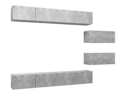 Móvel De Tv| 6 pcs conjunto de móveis de TV derivados madeira cinza cimento PT271270 Cinzento