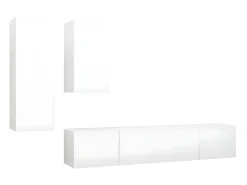 Móvel De Tv* 4 pcs conjunto de móveis de TV derivados de madeira PT170495 Branco