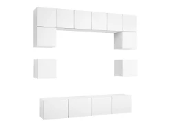 Móvel De Tv| 8 pcs conjunto de móveis de TV derivados de madeira PT159097 Branco