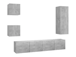Móvel De Tv| 5 pcs conjunto de móveis de TV derivados madeira cinza cimento PT186105 Cinzento
