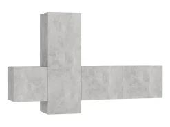 Outlet 3 pcs conjunto de móveis de TV contraplacado cimento PT700509 Cinzento