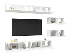 Móvel De Tv* 6 pcs conjunto de móveis de TV derivados de madeira PT826832 Branco