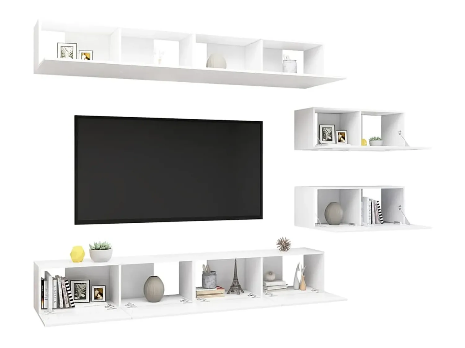 Móvel De Tv* 6 pcs conjunto de móveis de TV derivados de madeira PT826832 Branco